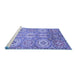 Sideview of Machine Washable Abstract Blue Modern Rug, wshabs3362blu