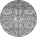 Round Machine Washable Abstract Gray Modern Rug, wshabs3362gry