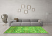 Machine Washable Abstract Green Modern Area Rugs in a Living Room,, wshabs3362grn