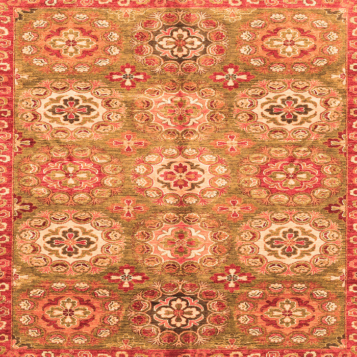 Square Machine Washable Abstract Orange Modern Area Rugs, wshabs3362org