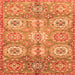 Square Machine Washable Abstract Orange Modern Area Rugs, wshabs3362org