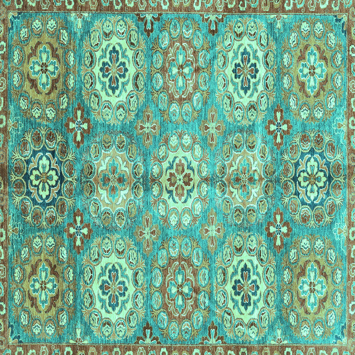 Square Machine Washable Abstract Turquoise Modern Area Rugs, wshabs3362turq