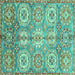 Square Machine Washable Abstract Turquoise Modern Area Rugs, wshabs3362turq