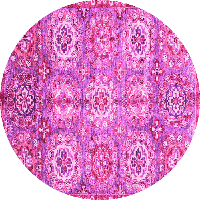 Round Abstract Pink Modern Rug, abs3362pnk