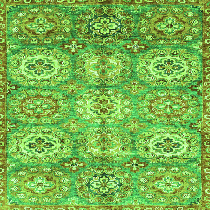 Square Machine Washable Abstract Green Modern Area Rugs, wshabs3362grn