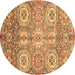 Round Machine Washable Abstract Brown Modern Rug, wshabs3362brn