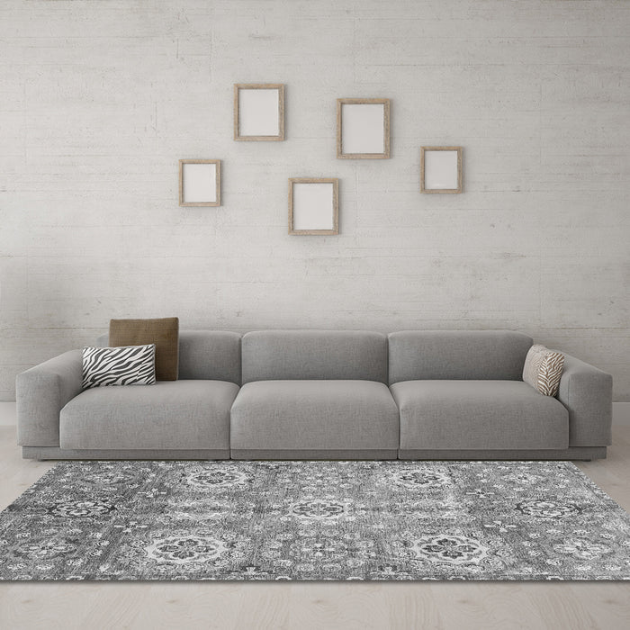 Machine Washable Abstract Gray Modern Rug in a Living Room,, wshabs3362gry