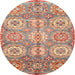 Round Abstract Brown Modern Rug, abs3362