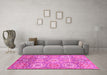 Machine Washable Abstract Pink Modern Rug in a Living Room, wshabs3362pnk