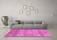 Machine Washable Abstract Pink Modern Rug, wshabs3362pnk