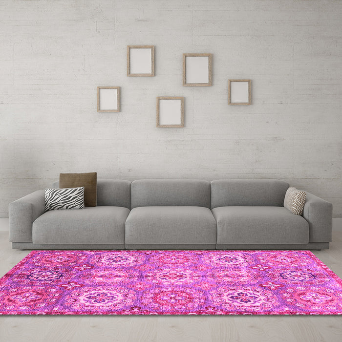 Machine Washable Abstract Pink Modern Rug in a Living Room, wshabs3362pnk