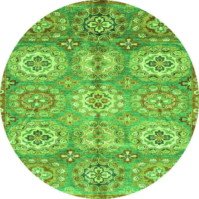 Round Abstract Green Modern Rug, abs3362grn