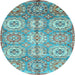 Round Machine Washable Abstract Light Blue Modern Rug, wshabs3362lblu