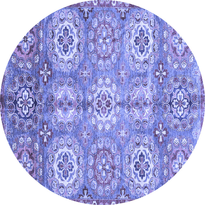 Round Abstract Blue Modern Rug, abs3362blu