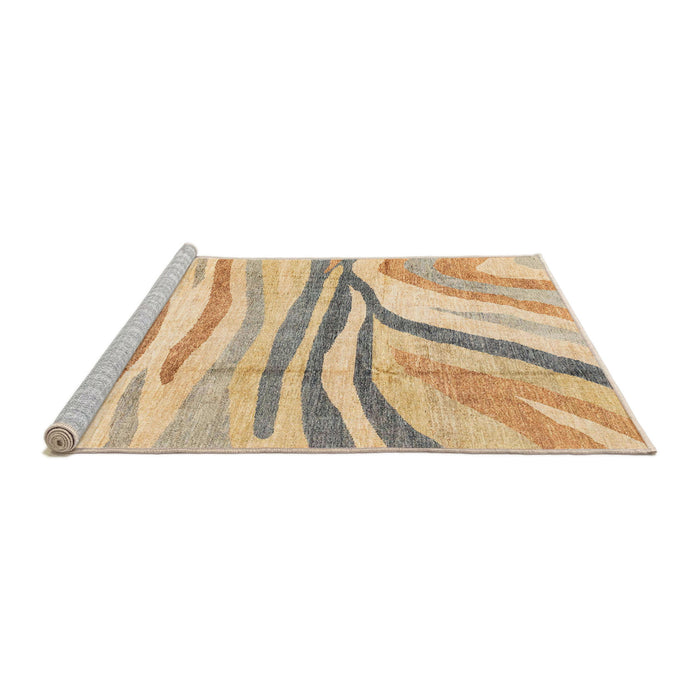 Sideview of Machine Washable Abstract Yellow Rug, wshabs3363
