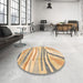 Round Abstract Yellow Modern Rug in a Office, abs3363