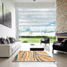 Square Abstract Yellow Modern Rug in a Living Room, abs3363