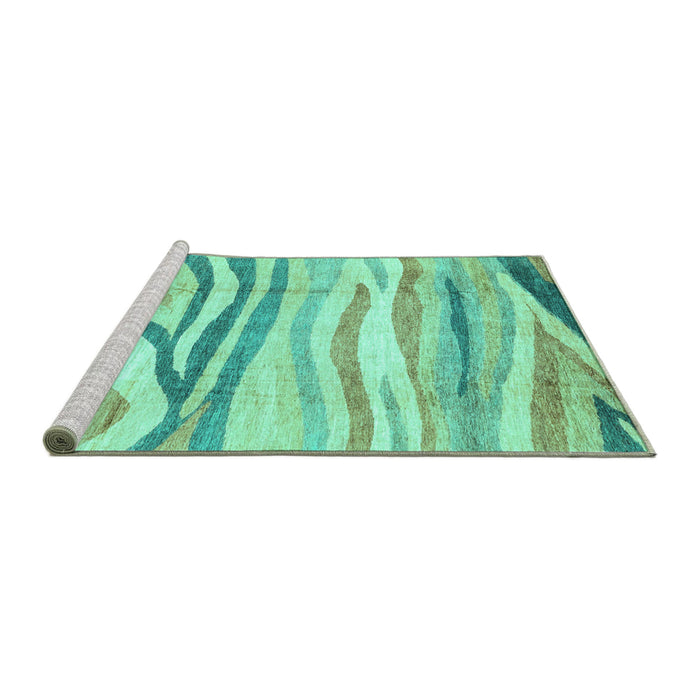 Sideview of Machine Washable Abstract Turquoise Modern Area Rugs, wshabs3363turq