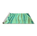 Sideview of Machine Washable Abstract Turquoise Modern Area Rugs, wshabs3363turq