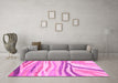 Machine Washable Abstract Pink Modern Rug in a Living Room, wshabs3363pnk