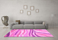 Machine Washable Abstract Pink Modern Rug, wshabs3363pnk