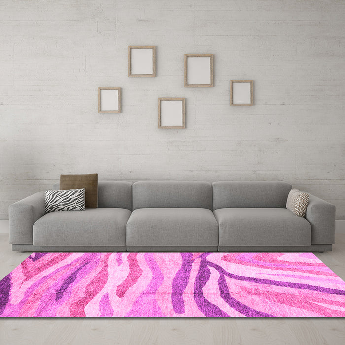 Machine Washable Abstract Pink Modern Rug in a Living Room, wshabs3363pnk