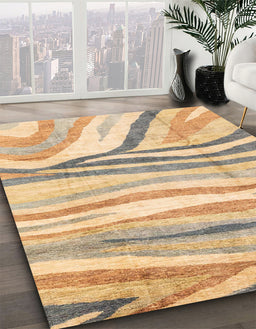 Abstract Yellow Modern Rug in Family Room, abs3363