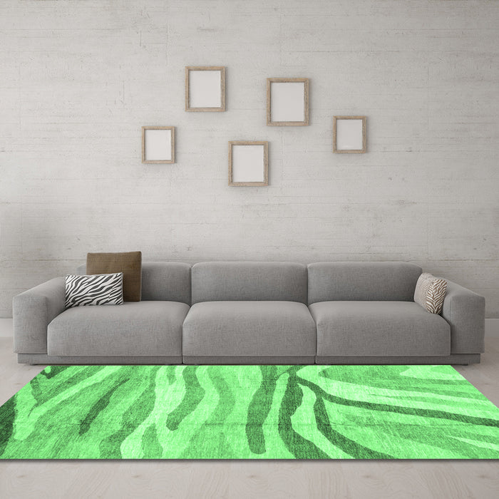 Machine Washable Abstract Emerald Green Modern Area Rugs in a Living Room,, wshabs3363emgrn