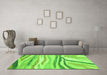 Machine Washable Abstract Green Modern Area Rugs in a Living Room,, wshabs3363grn