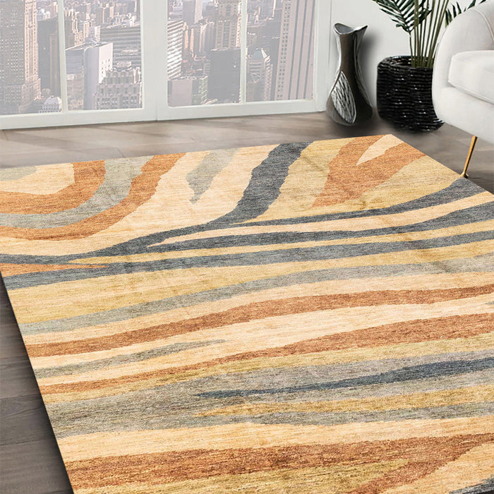 Abstract Yellow Modern Rug in Family Room, abs3363