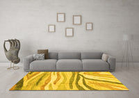 Machine Washable Abstract Yellow Modern Rug, wshabs3363yw