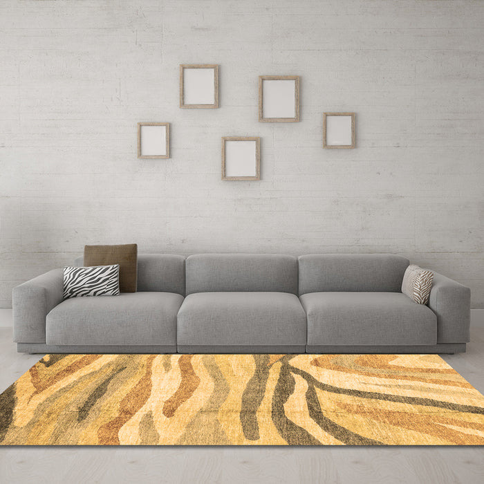 Machine Washable Abstract Brown Modern Rug in a Living Room,, wshabs3363brn