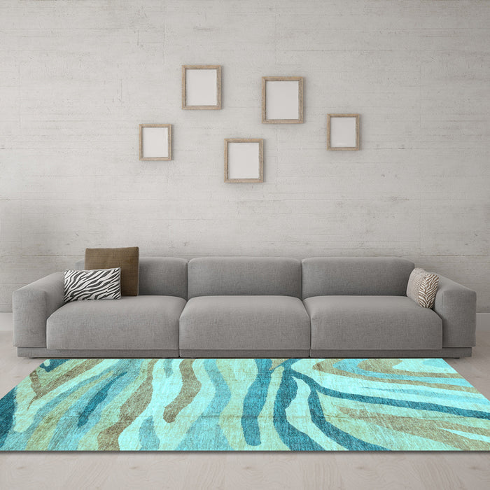 Machine Washable Abstract Light Blue Modern Rug in a Living Room, wshabs3363lblu
