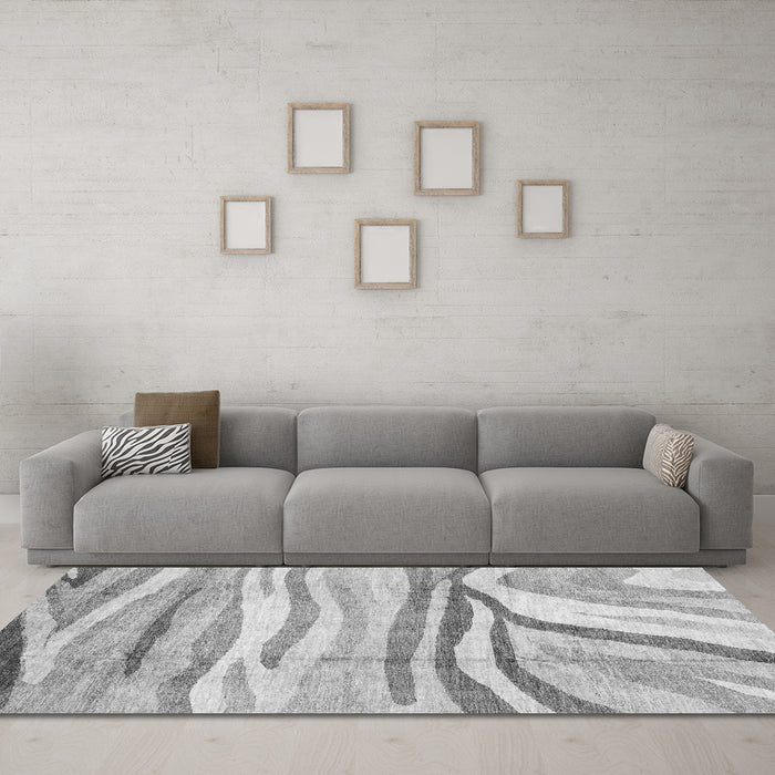 Machine Washable Abstract Gray Modern Rug in a Living Room,, wshabs3363gry