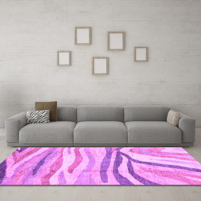 Machine Washable Abstract Purple Modern Area Rugs in a Living Room, wshabs3363pur