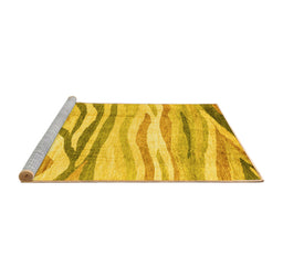 Sideview of Machine Washable Abstract Yellow Modern Rug, wshabs3363yw