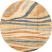 Round Abstract Yellow Modern Rug, abs3363