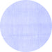 Round Machine Washable Solid Blue Modern Rug, wshabs3364blu