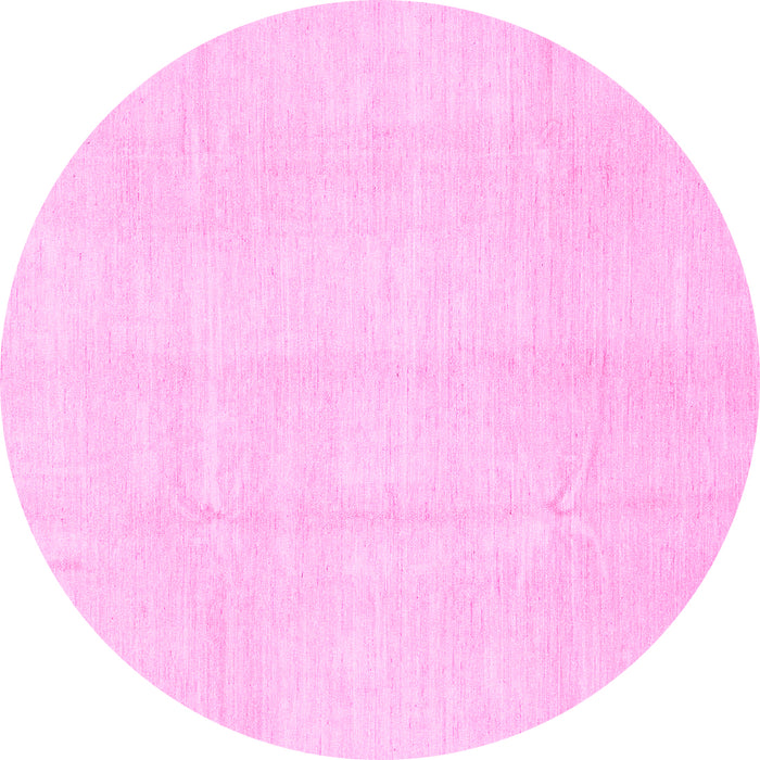 Round Machine Washable Solid Pink Modern Rug, wshabs3364pnk