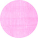 Round Machine Washable Solid Pink Modern Rug, wshabs3364pnk