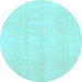 Round Machine Washable Solid Light Blue Modern Rug, wshabs3364lblu