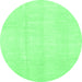 Round Machine Washable Solid Emerald Green Modern Area Rugs, wshabs3364emgrn