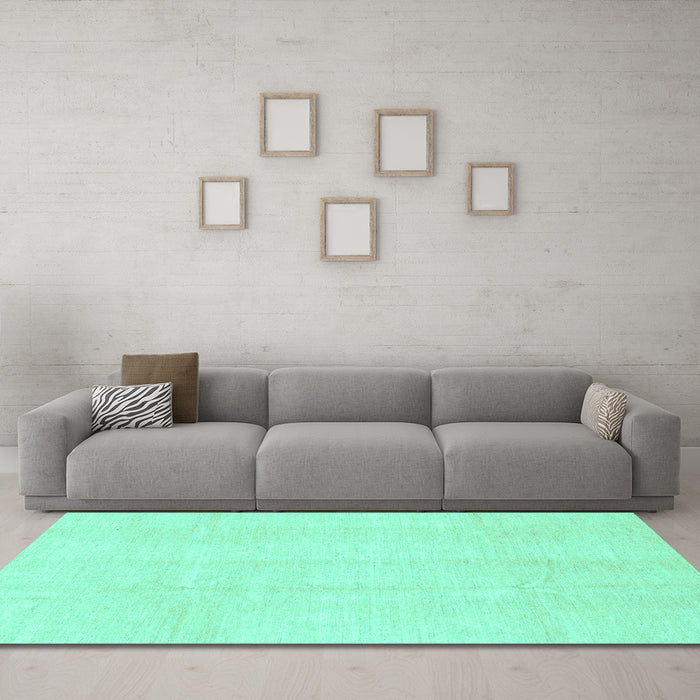 Machine Washable Solid Turquoise Modern Area Rugs in a Living Room,, wshabs3364turq