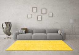 Machine Washable Solid Yellow Modern Rug in a Living Room, wshabs3364yw