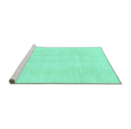 Sideview of Machine Washable Solid Turquoise Modern Area Rugs, wshabs3364turq