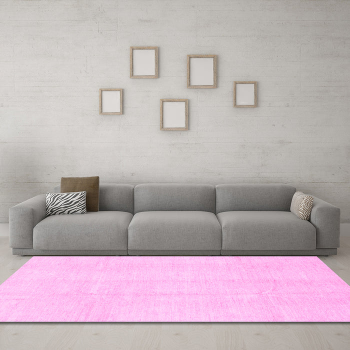 Machine Washable Solid Pink Modern Rug in a Living Room, wshabs3364pnk