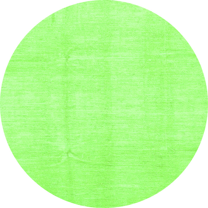 Round Machine Washable Solid Green Modern Area Rugs, wshabs3364grn