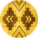 Round Southwestern Yellow Country Rug, abs3365yw