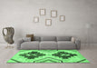 Machine Washable Southwestern Emerald Green Country Area Rugs in a Living Room,, wshabs3365emgrn