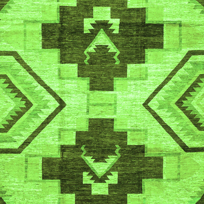 Machine Washable Southwestern Green Country Area Rugs, wshabs3365grn